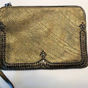 ~ Calleen Cordero ~ Gold Metallic Leather Wristlet Clutch